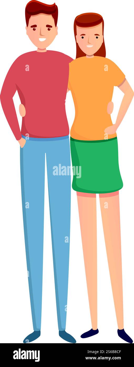 Icône de relation couple souriant. Dessin animé de l'icône de vecteur de relation de couple souriant pour la conception Web isolé sur fond blanc. Icône de relation de couple souriant, style de dessin animé Illustration de Vecteur