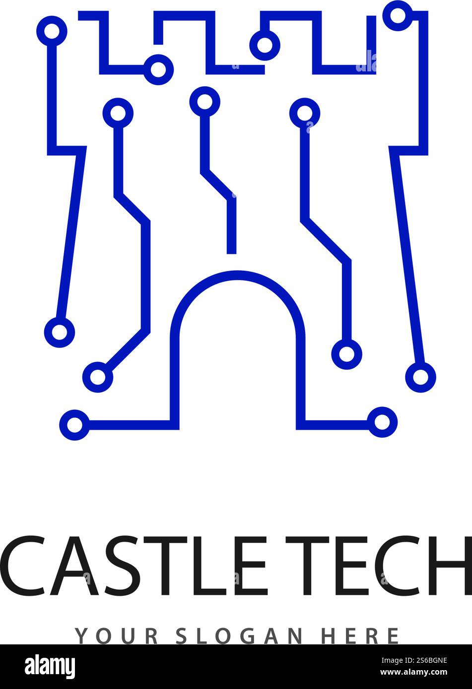 Modèle de logo Castle Tech illustration Illustration de Vecteur