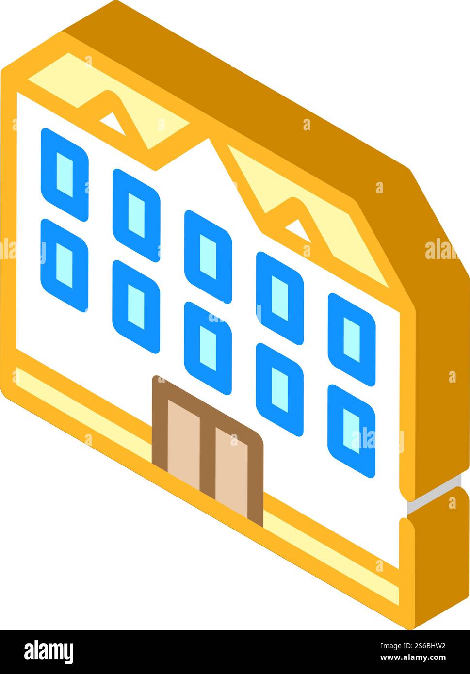 vecteur d'icône isométrique de bâtiment d'école. panneau de construction scolaire. illustration de symbole isolé. illustration vectorielle d'icône isométrique de bâtiment d'école Illustration de Vecteur