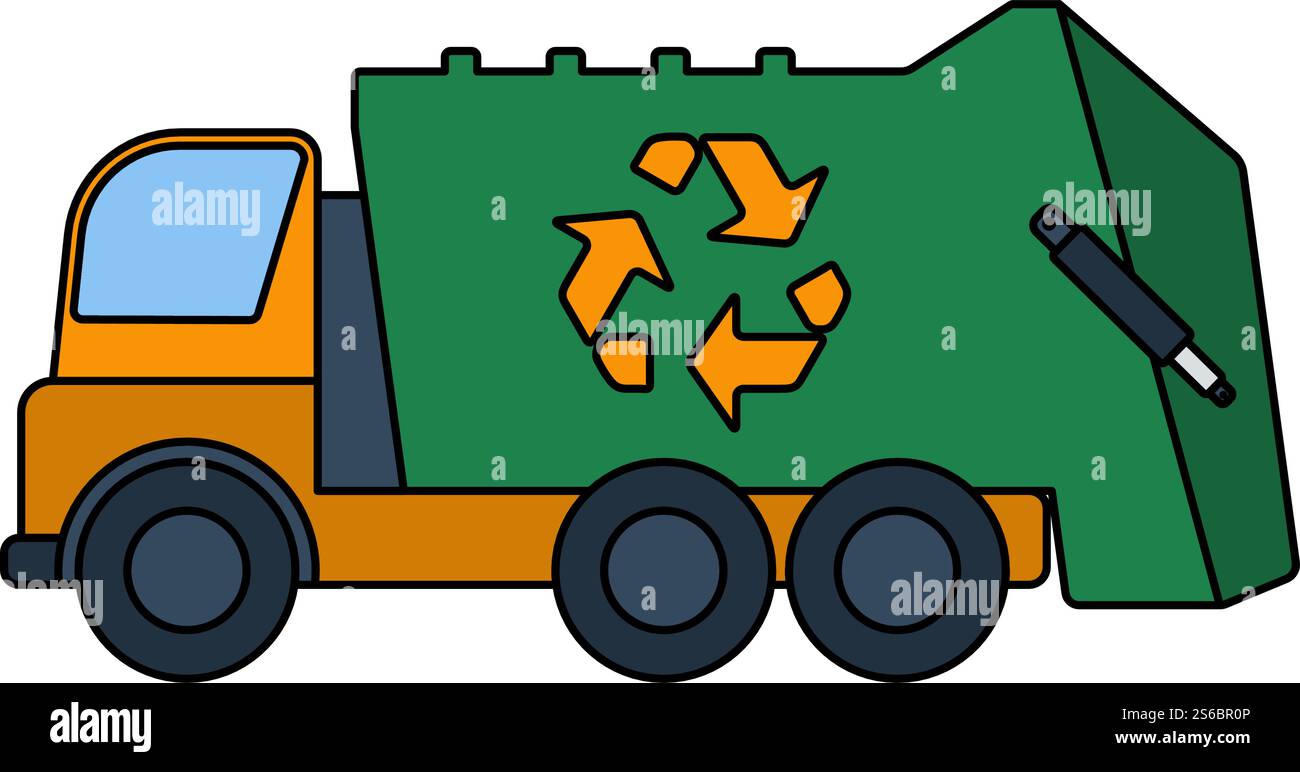 Poubelle avec icône de recyclage. Contour avec Color Fill Design. Illustration vectorielle. Illustration de Vecteur