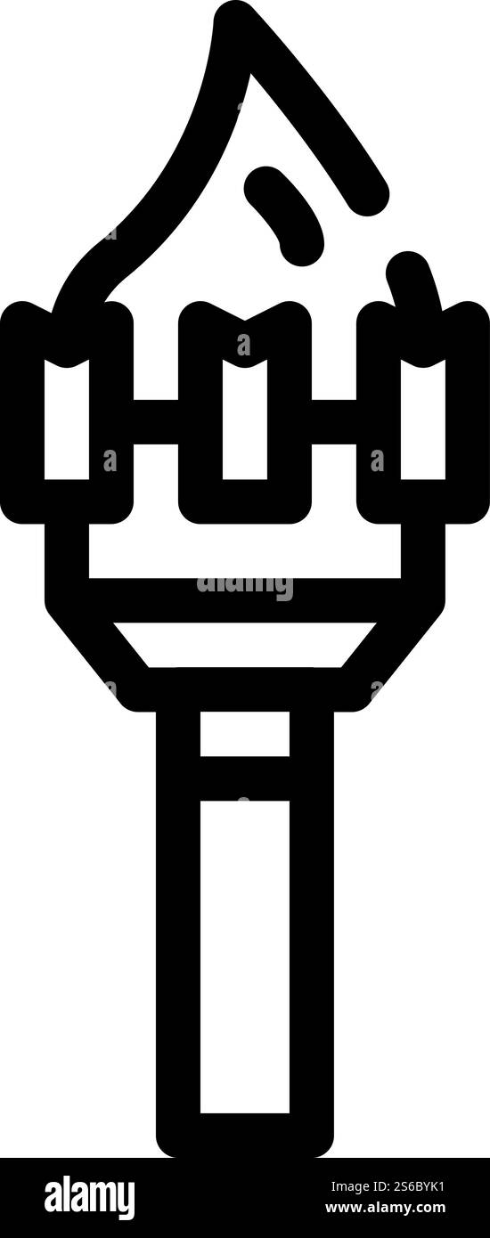 vecteur d'icône de ligne de torche brûlante. enseigne de chalumeau brûlant. illustration noire du symbole de contour isolé. illustration noire de vecteur d'icône de ligne de torche brûlante Illustration de Vecteur