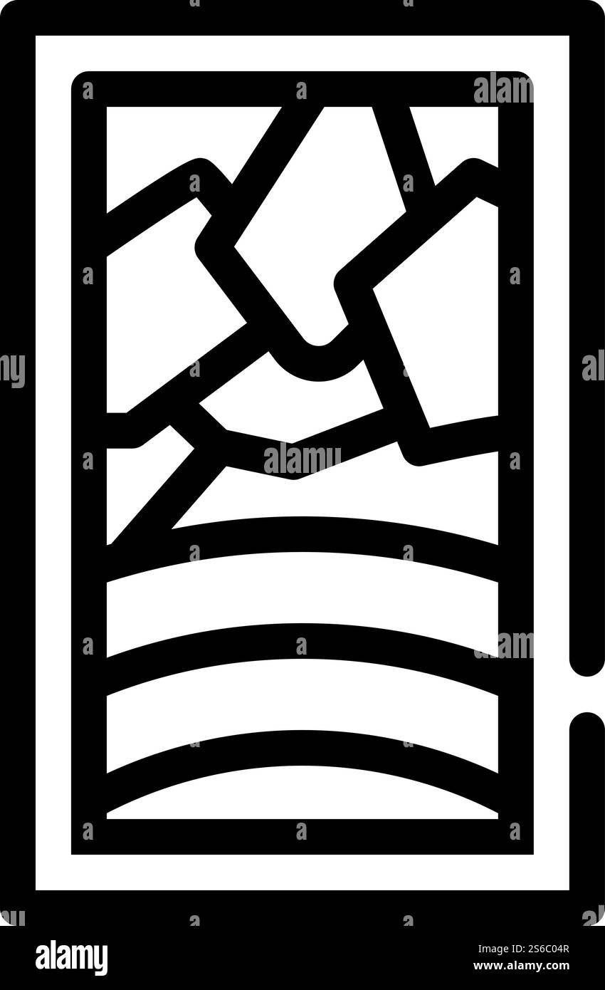 vecteur d'icône de ligne de vitrail. panneau vitrail. illustration noire du symbole de contour isolé. illustration noire de vecteur d'icône de ligne de vitrail Illustration de Vecteur