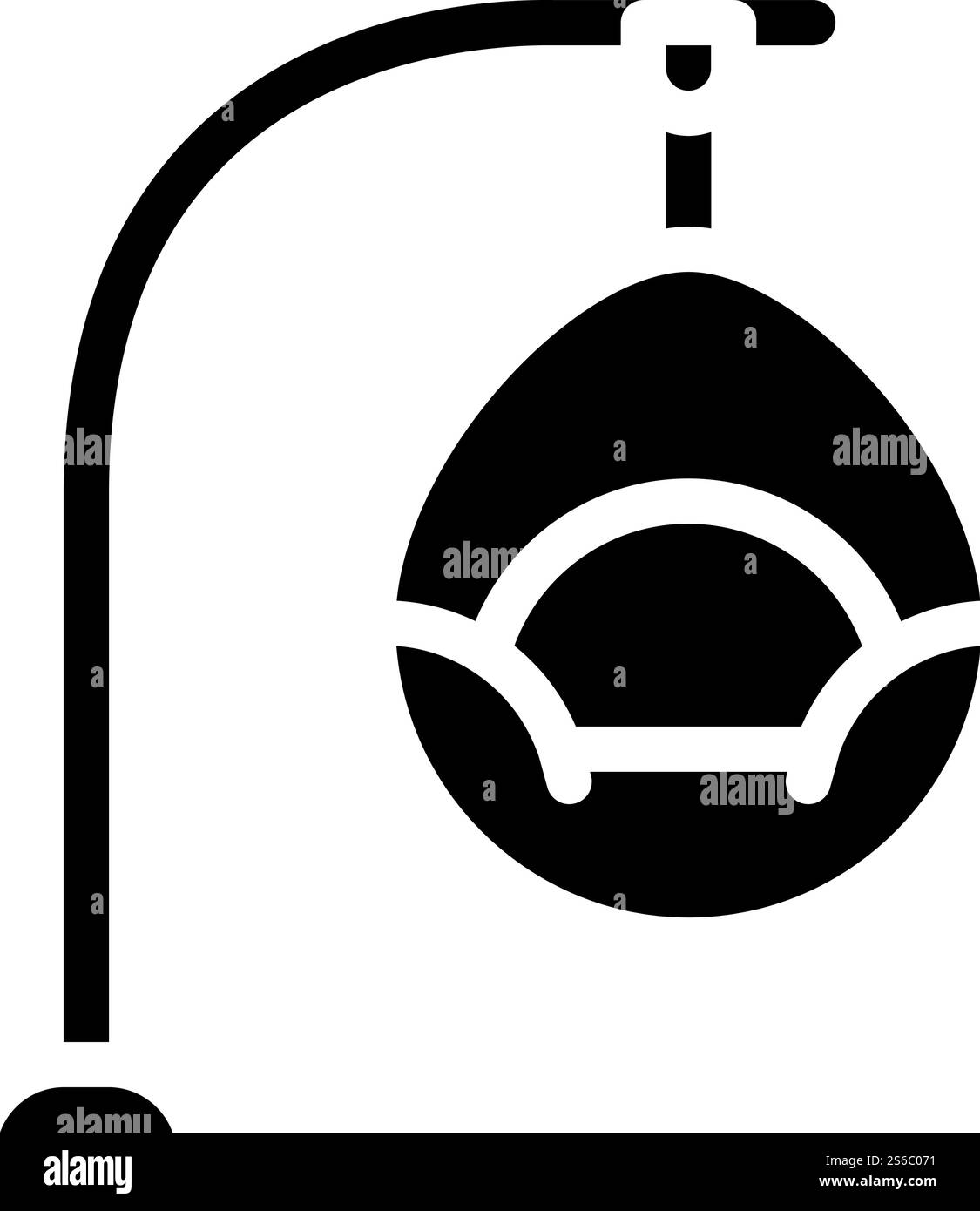 vecteur d'icône de glyphe de chaise suspendue. enseigne de chaise suspendue. illustration noire du symbole de contour isolé. illustration vectorielle d'icône de glyphe de chaise suspendue Illustration de Vecteur