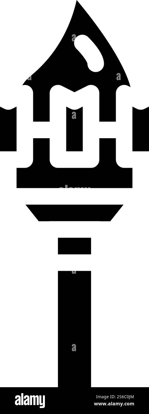 vecteur d'icône de glyphe de torche brûlante. enseigne de chalumeau brûlant. illustration noire du symbole de contour isolé. illustration noire de vecteur d'icône de glyphe de torche brûlante Illustration de Vecteur
