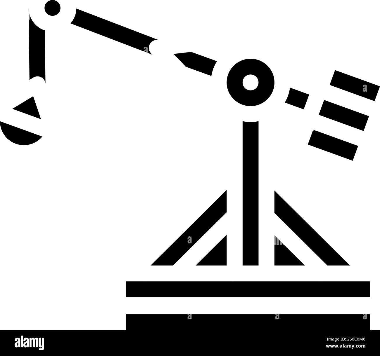 vecteur d'icône de glyphe de catapulte médiévale. signe de catapulte médiévale. illustration noire du symbole de contour isolé. illustration noire de vecteur d'icône de glyphe de catapulte médiévale Illustration de Vecteur