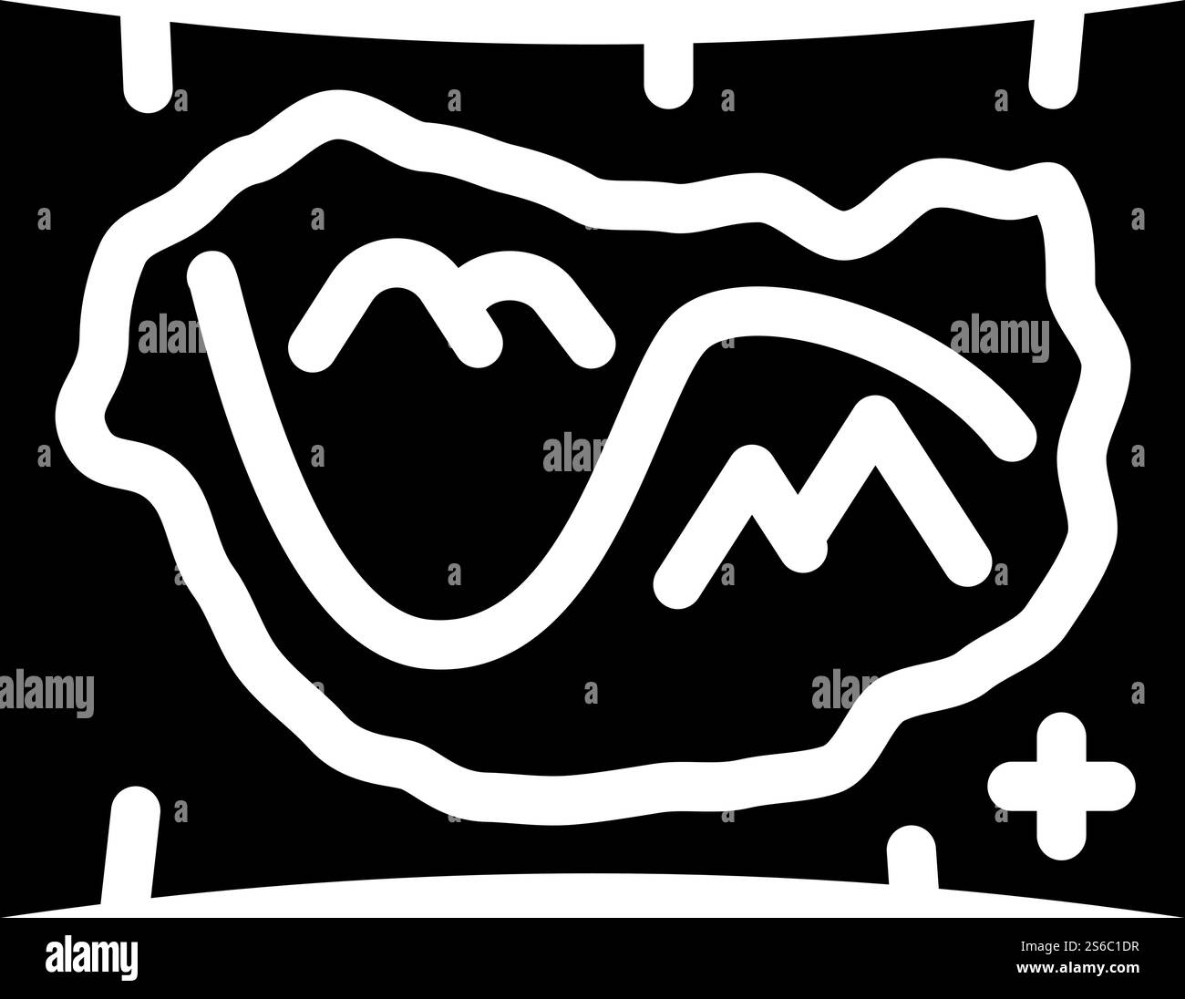 vecteur d'icône de glyphe de carte médiévale. panneau de carte médiévale. illustration noire du symbole de contour isolé. illustration noire de vecteur d'icône de glyphe de carte médiévale Illustration de Vecteur