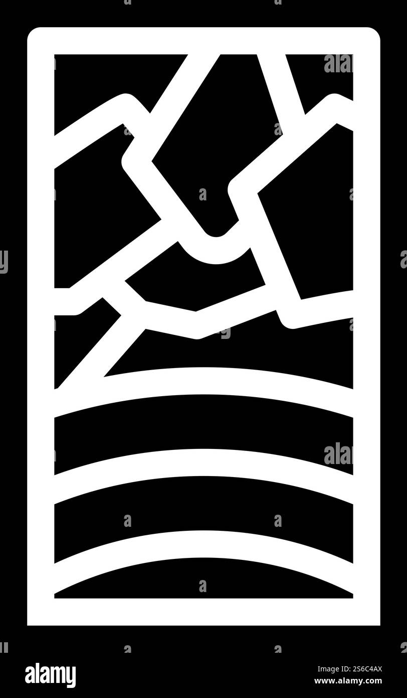 vecteur d'icône de glyphe de verre teinté. panneau vitrail. illustration noire du symbole de contour isolé. illustration noire de vecteur d'icône de glyphe de verre teinté Illustration de Vecteur