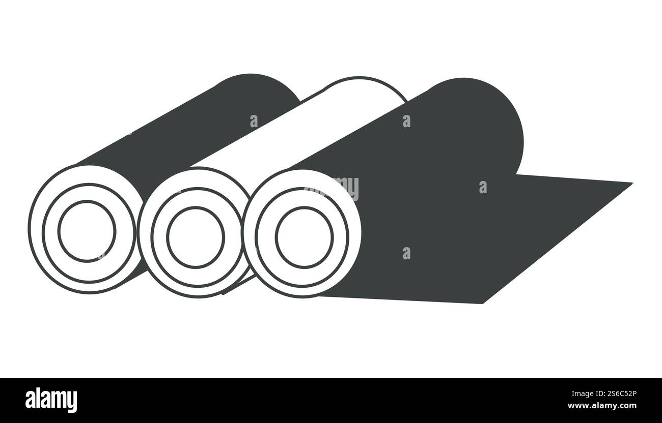 Rouleaux de tapis, tapis ou tapis défilent, vecteur d'icône isolé de revêtement de sol enveloppé. Textile ou tissu, décoration intérieure, revêtement de sol souple. Corvée domestique ou service de nettoyage, magasin de tapis ou magasin. Tapis ou tapis rouleaux, rouleaux de tapis, tapis roulés, revêtement de sol enveloppé icône isolée Illustration de Vecteur