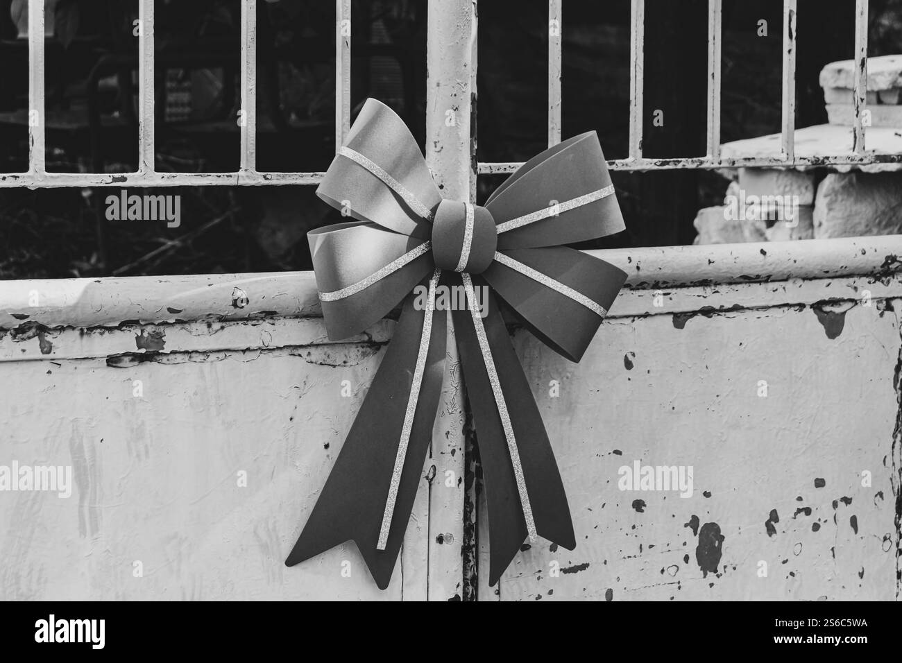 Noël Noël décoration d'arc rouge et or Banque D'Images