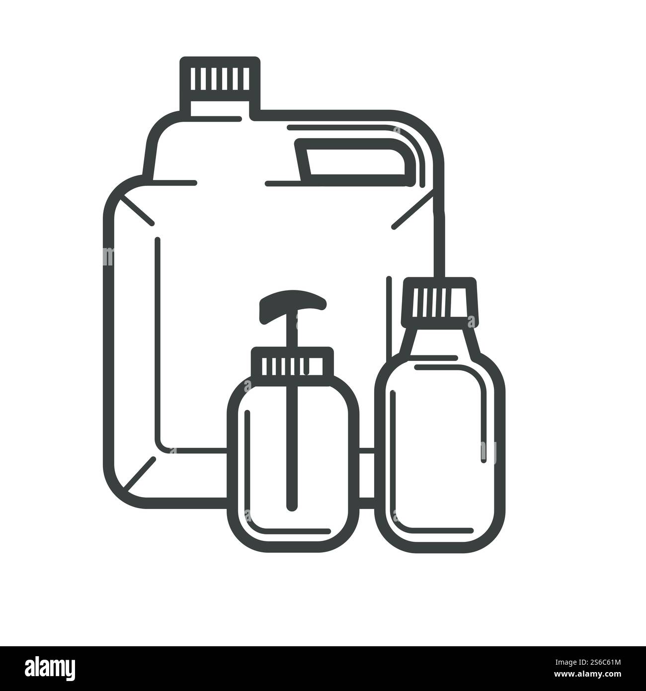 Conception de bouteilles en plastique, emballage vierge avec bouchon pour les cosmétiques, les vitamines et le vecteur d'icône isolé de boîte. Récipient avec spray ou distributeur, pot de crème. Produit chimique désigne un paquet de matériaux recyclables. Emballage, bouteilles en plastique, contenants de cosmétiques ou de vitamines et bidon Illustration de Vecteur