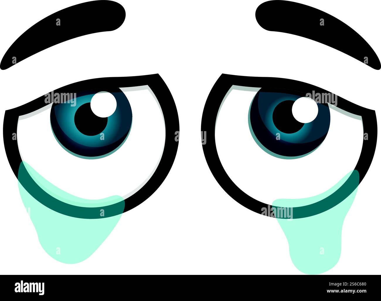 Icône yeux pleurants. Dessin animé de l'icône vectorielle des yeux pleurants pour la conception Web isolé sur fond blanc. Icône des yeux pleurants, style de bande dessinée Illustration de Vecteur