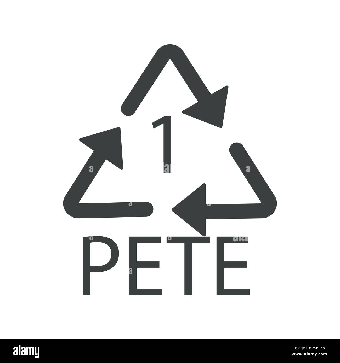Code de recyclage de polyéthylène PETE, symbole de recyclage en plastique, triangle et flèches, vecteur d'icône isolé. Matériau recyclable, code d'identification de résine. Emblème de l'écologie, protection de l'environnement. Code de recyclage du plastique, 1 symbole de recyclage PETE, icône isolée Illustration de Vecteur