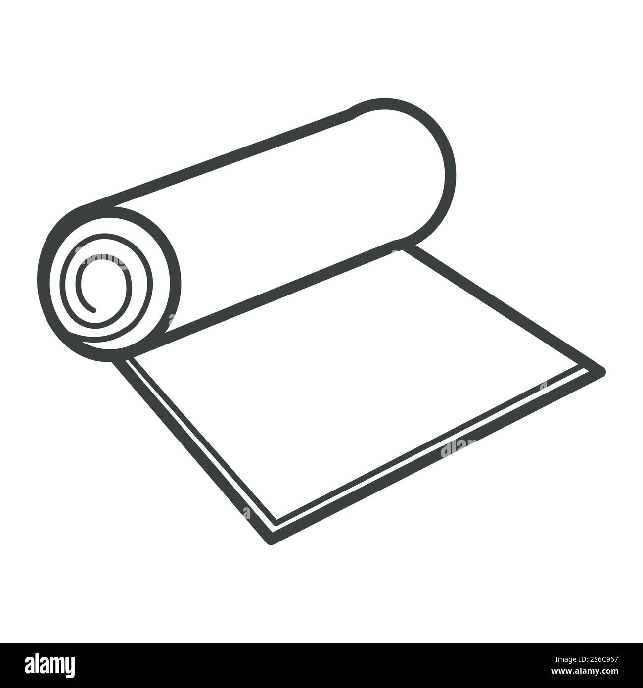 Vecteur d'icône isolé de textile, de tapis ou de papier, matériau recyclable. Rouleau de tapis de camping ou de fitness, symbole de tapis de sol de yoga. Tissu écologique, protection et entretien de l'environnement, rouleau de matelas. Tapis, rouleau de papier ou textile, objet isolé en matériau recyclable Illustration de Vecteur