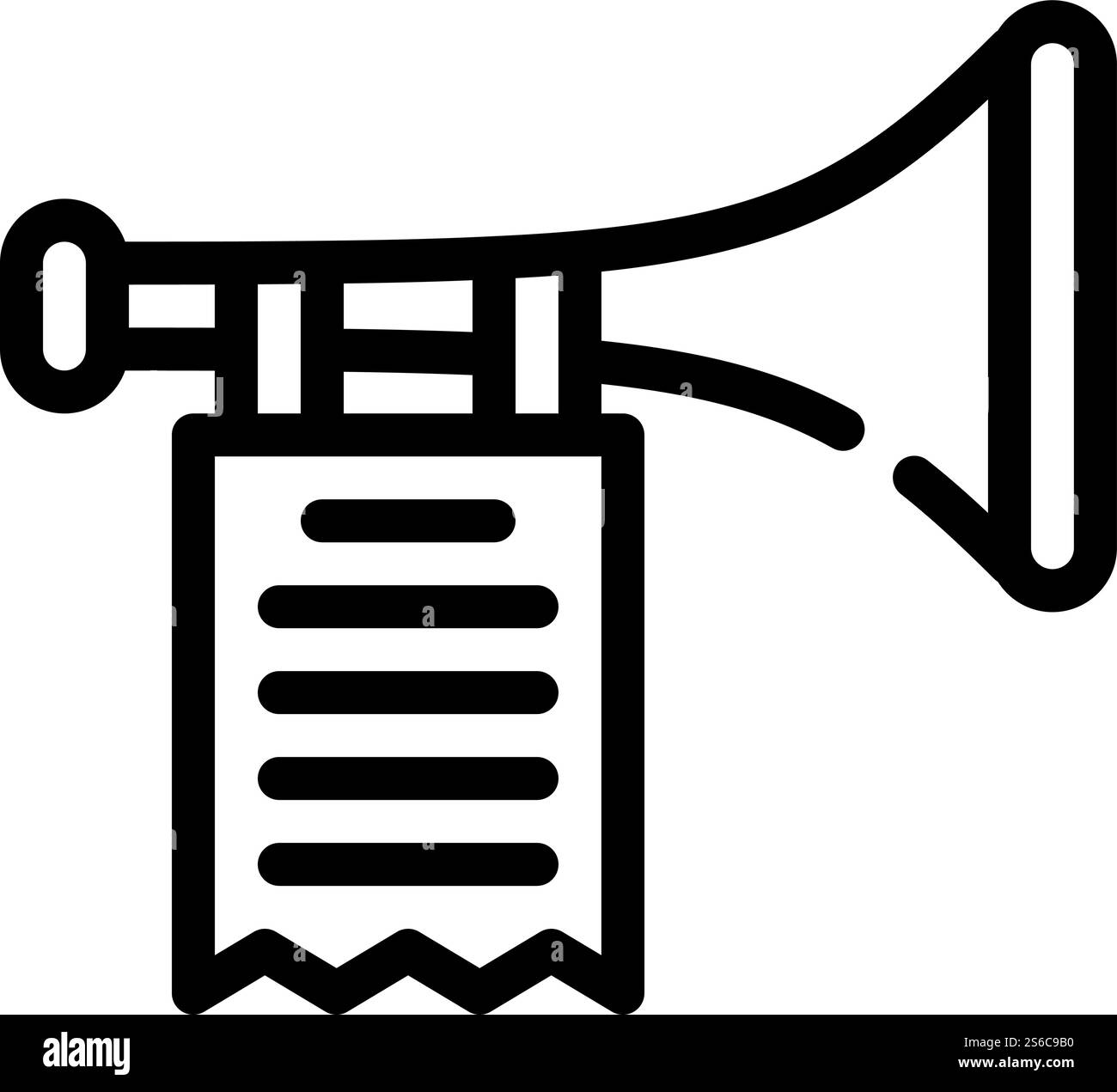 vecteur d'icône de ligne de fanfare de trompette. enseigne de fanfare en trompette. illustration noire du symbole de contour isolé. illustration noire de vecteur d'icône de ligne de fanfare de trompette Illustration de Vecteur