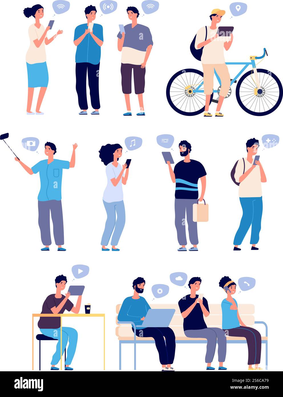 Discuter avec les gens. Personnes dans des conversations en ligne, amis sur Internet recherchant. Communication Web avec téléphone mobile. Caractères vectoriels. Illustration de la communication de chat, messagerie de chat. Discuter avec les gens. Personnes dans des conversations en ligne, amis sur Internet recherchant. Communication Web avec téléphone mobile. Caractères vectoriels Illustration de Vecteur