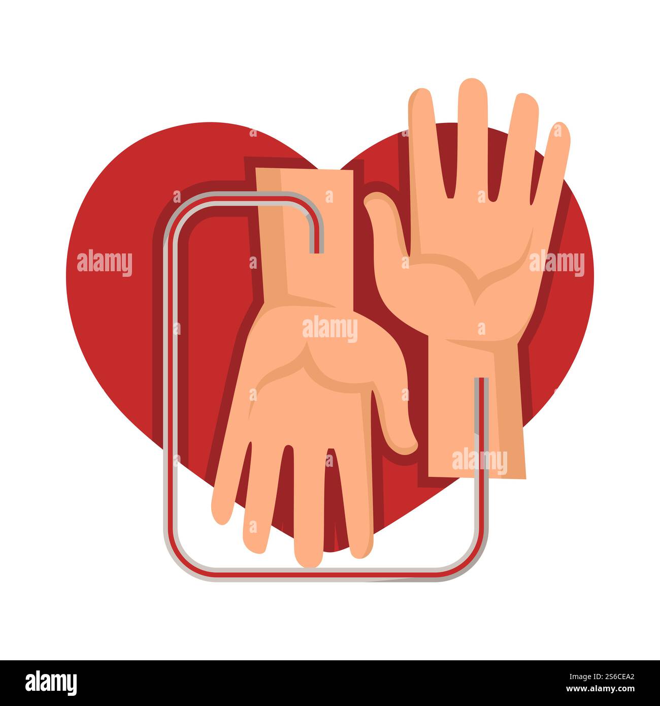 Transfusion ou don de sang, centre de donneurs, mains humaines et compte-gouttes, vecteur d'icône isolé du cœur. Donner du plasma, des médicaments et des soins de santé, sauver des vies. Hématologie, charité et aide ou aide médicale. Icône isolée du centre donneur, transfusion sanguine ou don Illustration de Vecteur