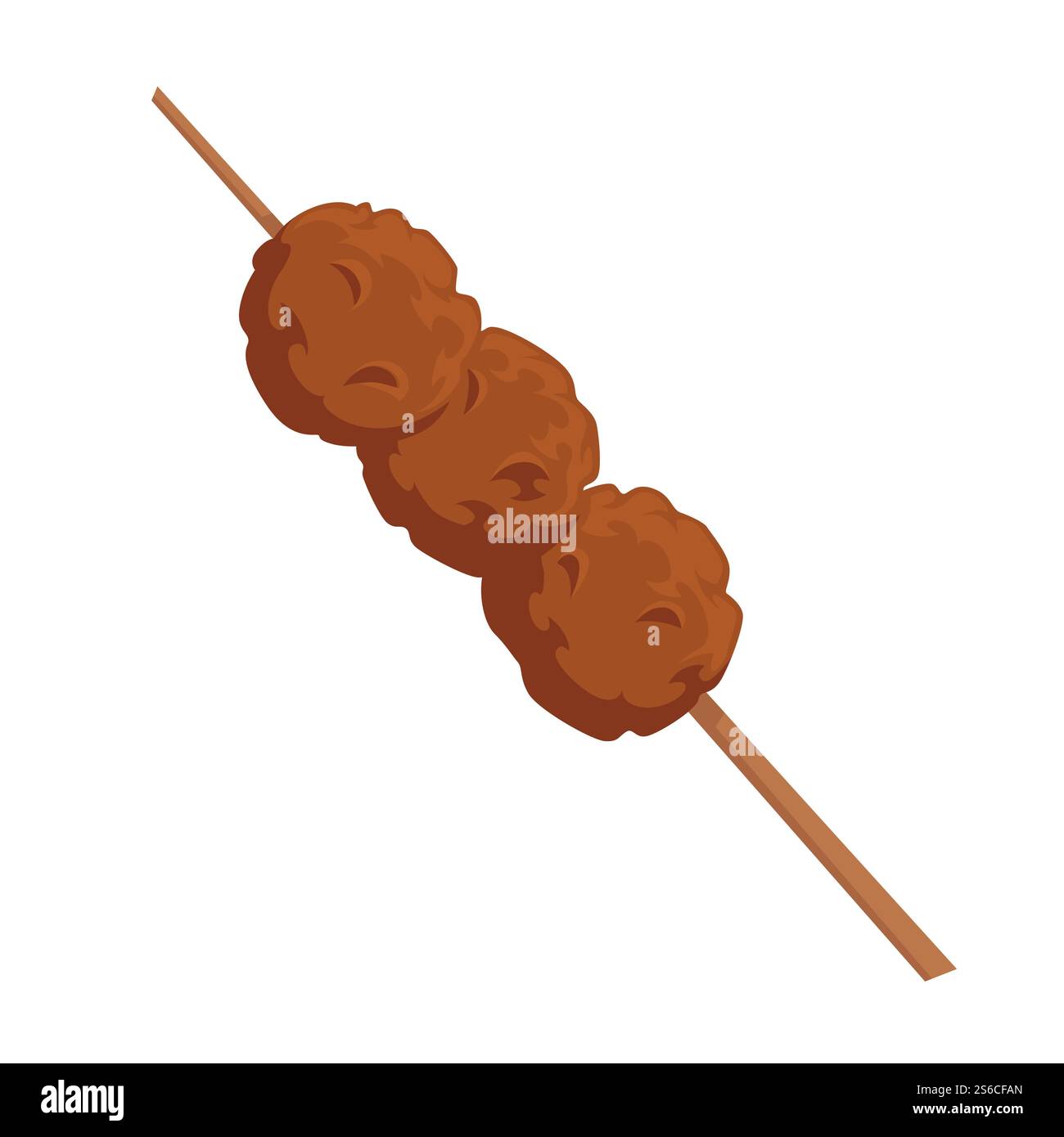 Boulettes de viande sur brochette de bâton en bois avec vecteur de viande plat isolé avec de la chapelure bbq porc grillé, ou volaille poulet ou produits porcins barbecue snack doner style turc de servir style plat. Boulettes de viande sur brochette de bâton en bois avec vecteur de viande Illustration de Vecteur