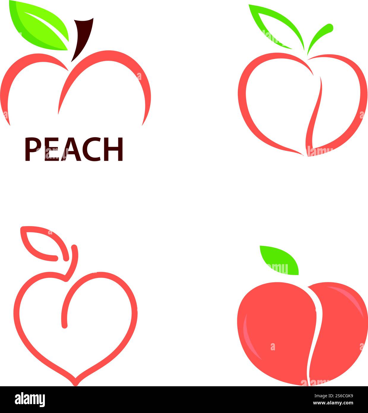 Conception de logo d'illustration de fruit de pêche Illustration de Vecteur