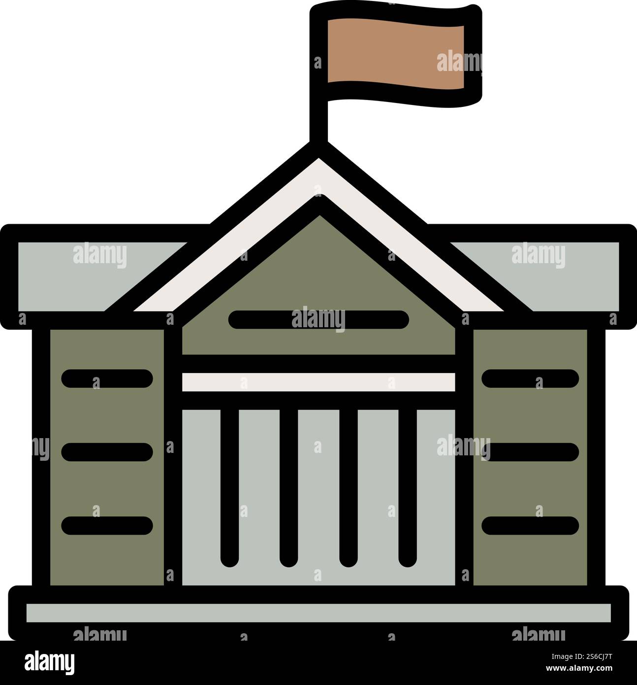 Icône drapeau du palais de justice. Icône vectorielle de drapeau de palais de justice pour la conception de Web isolé sur fond blanc. Icône de drapeau de palais de justice, style de contour Illustration de Vecteur