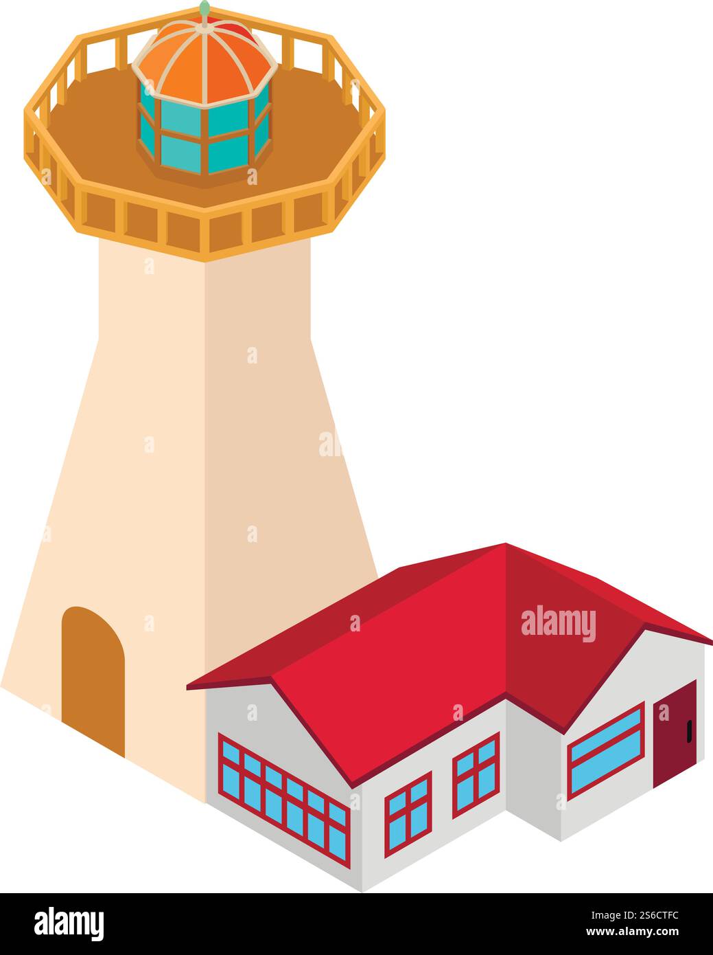 Phare côtier emblématique. Illustration isométrique de l'icône vectorielle de phare côtier pour le web. Icône de phare côtier, style isométrique Illustration de Vecteur