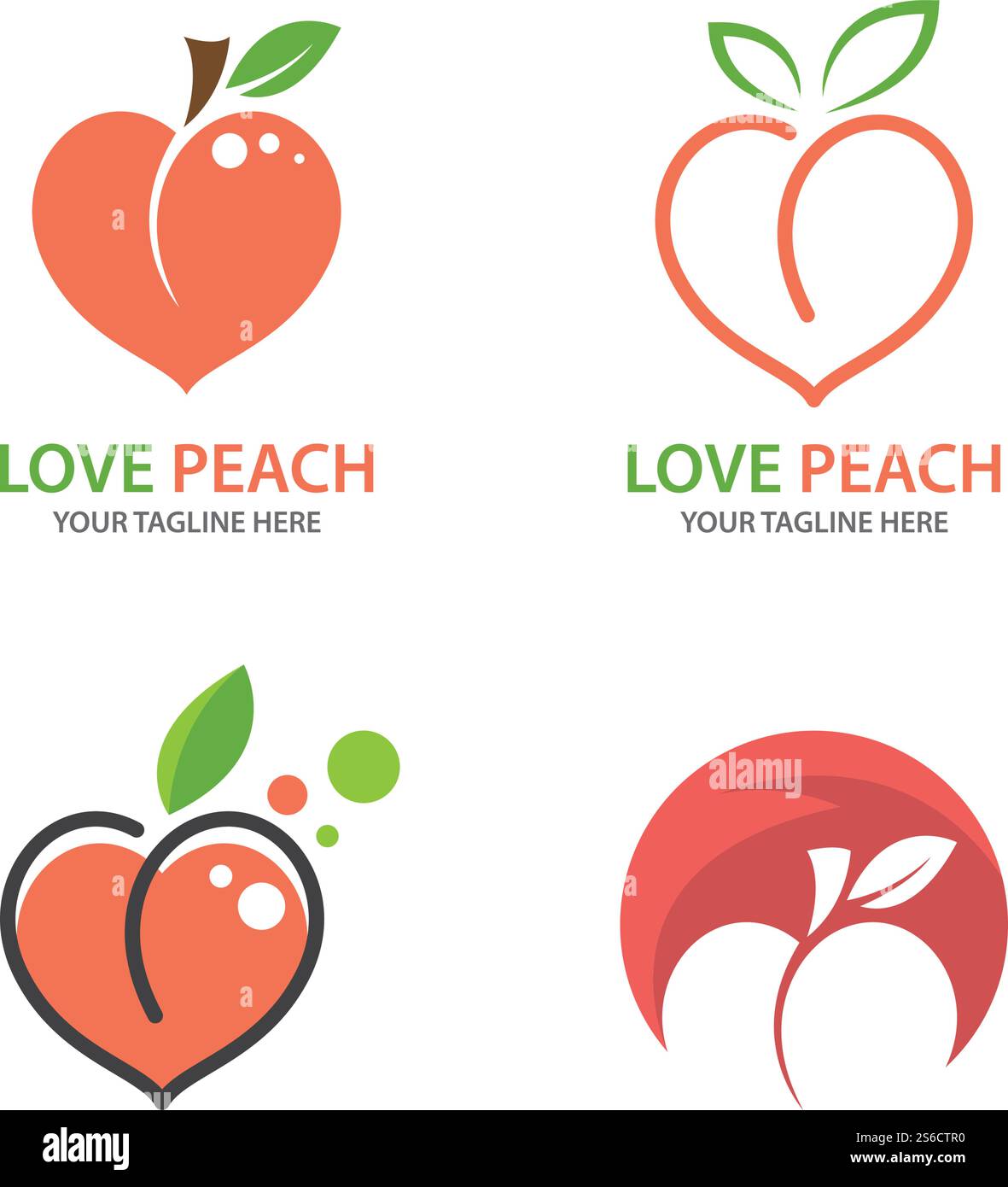 Conception de logo d'illustration de fruit de pêche Illustration de Vecteur