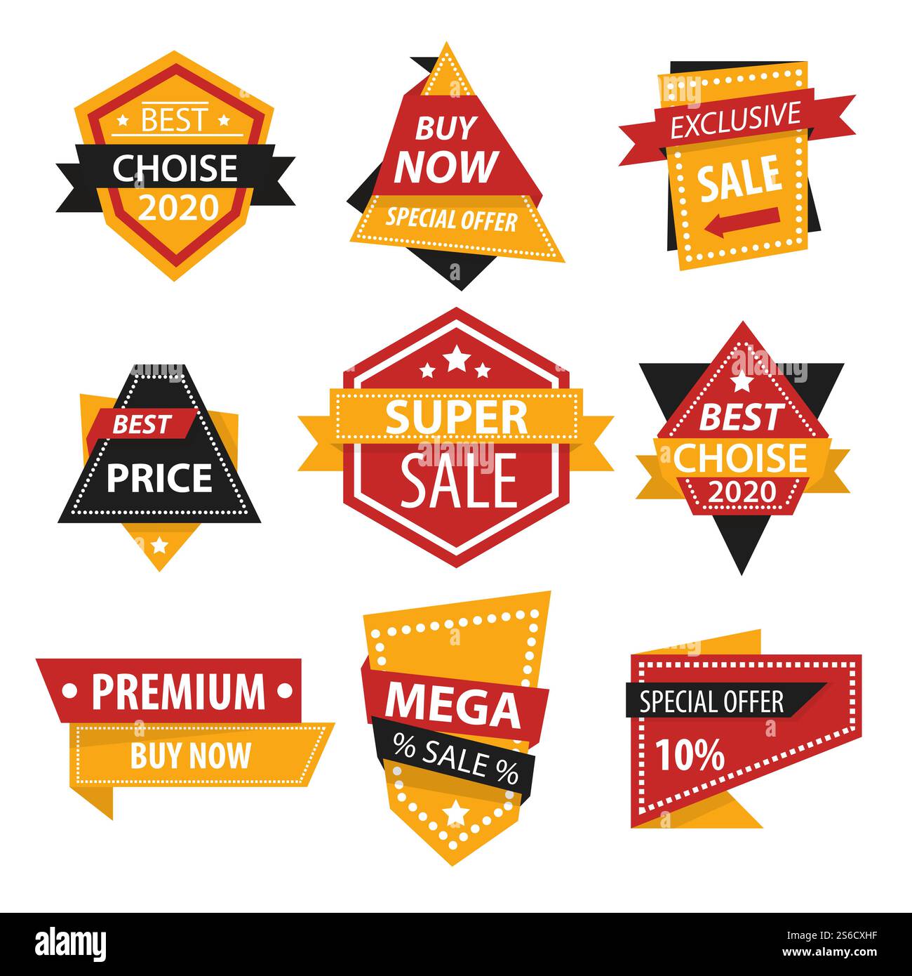 Vente ou meilleur prix badges ou étiquette, vecteur d'icônes isolées d'étiquette de magasin. Autocollant, prix premium exclusif, offre spéciale, offre spéciale. Acheter maintenant signalisation, emblème ou logo de réduction, vente au détail et commerce, publicité. Meilleur prix et offre spéciale icônes isolées, vente et rabais Illustration de Vecteur