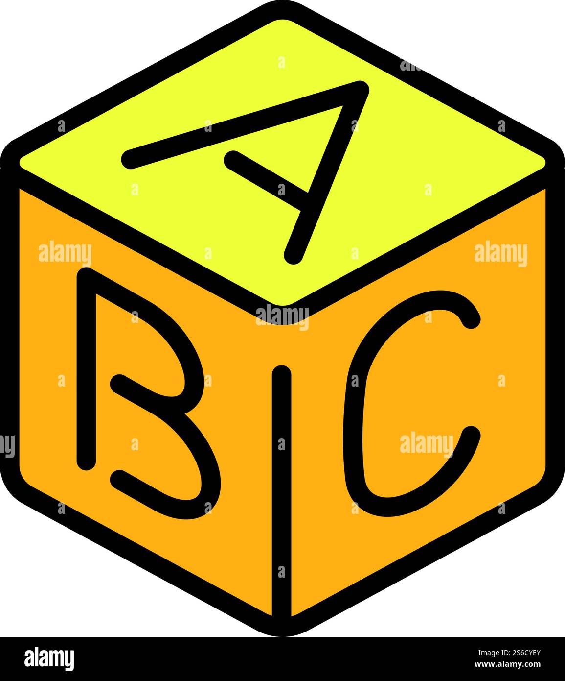 Icône de cube jouet ABC. Icône vectorielle de cube de jouet abc pour la conception de Web isolé sur fond blanc. Icône de cube jouet ABC, style de contour Illustration de Vecteur