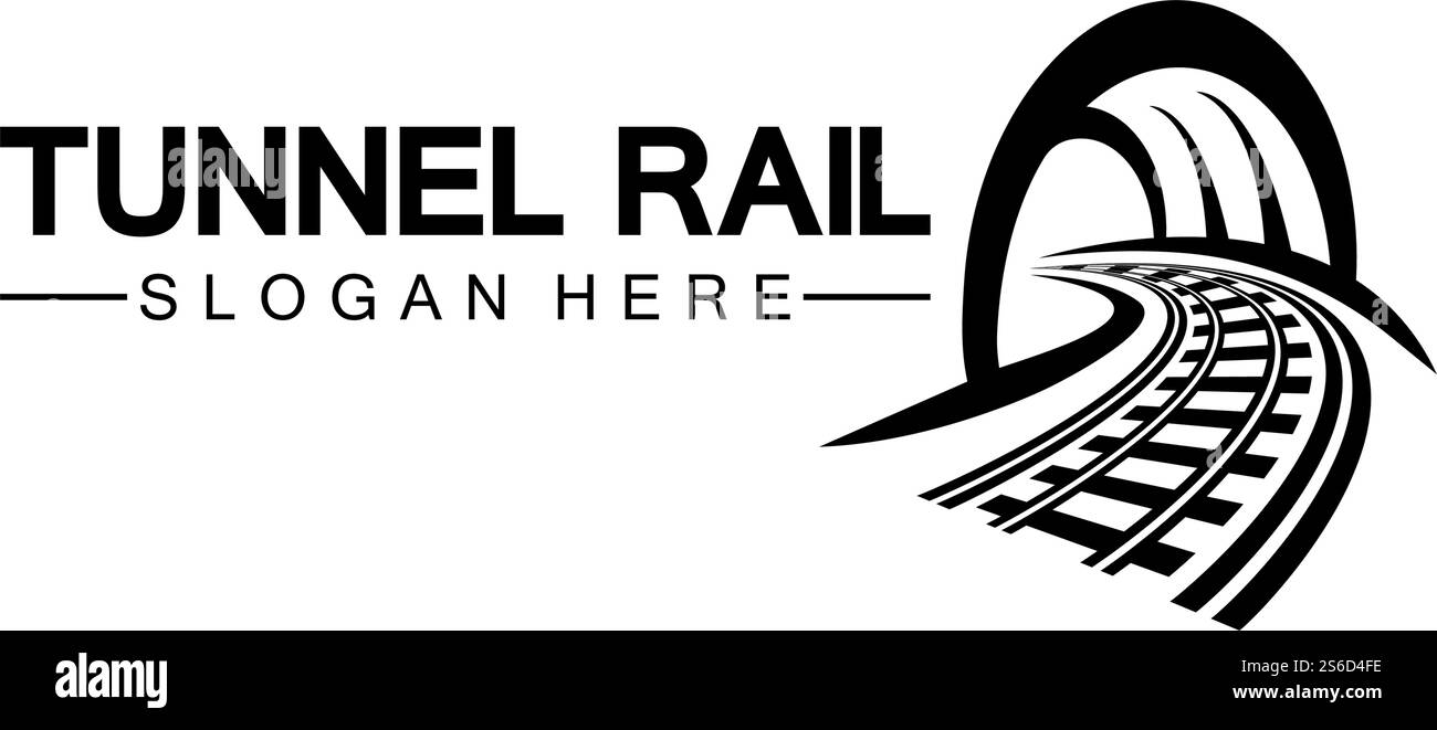 Modèle de conception de vecteur icône de rail avec logo de tunnel Illustration de Vecteur