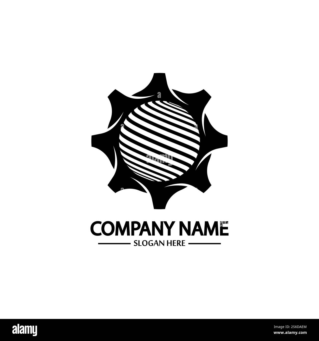 Modèle de conception du logo Global Engineer World Gear Illustration de Vecteur