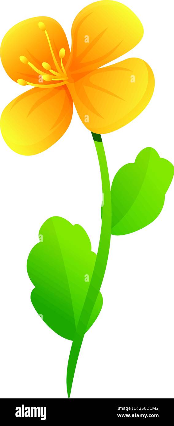 Icône de fleur de jardin de celandine. Dessin animé de l'icône vectorielle de fleur de jardin de celandine pour la conception Web isolé sur fond blanc. Icône de fleur de jardin de celandine, style de bande dessinée Illustration de Vecteur