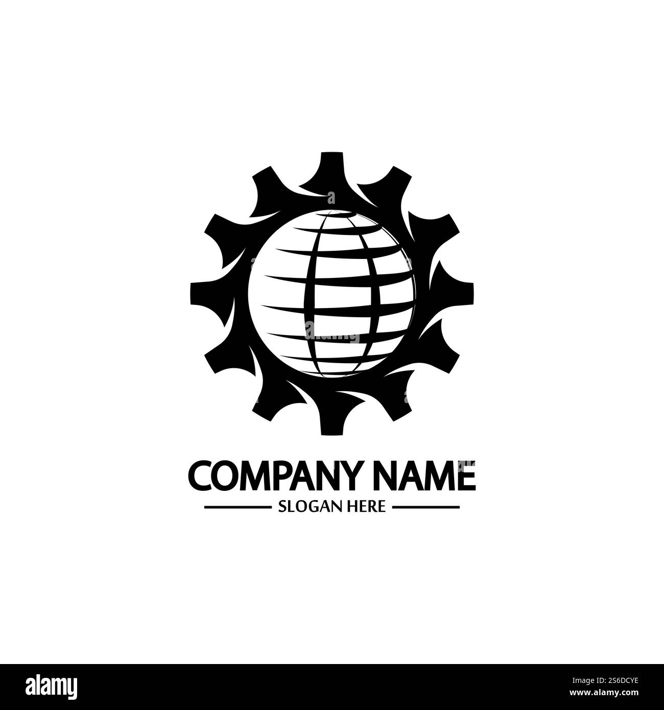Modèle de conception du logo Global Engineer World Gear Illustration de Vecteur