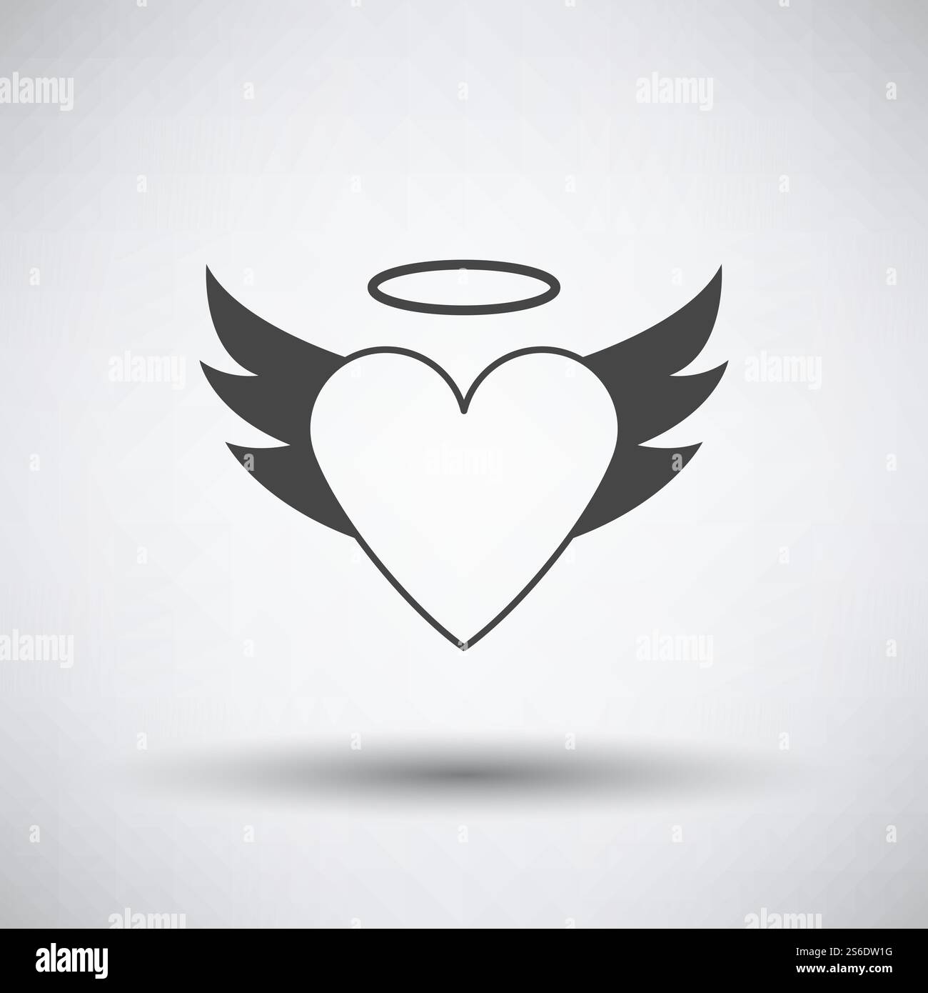 Coeur de la Saint-Valentin avec ailes et icône Halo. Gris foncé sur fond gris avec ombre ronde. Illustration vectorielle. Illustration de Vecteur Coeur de la Saint-Valentin avec ailes et icône Halo. Gris foncé sur fond gris avec ombre ronde. Illustration vectorielle. Illustration de Vecteur