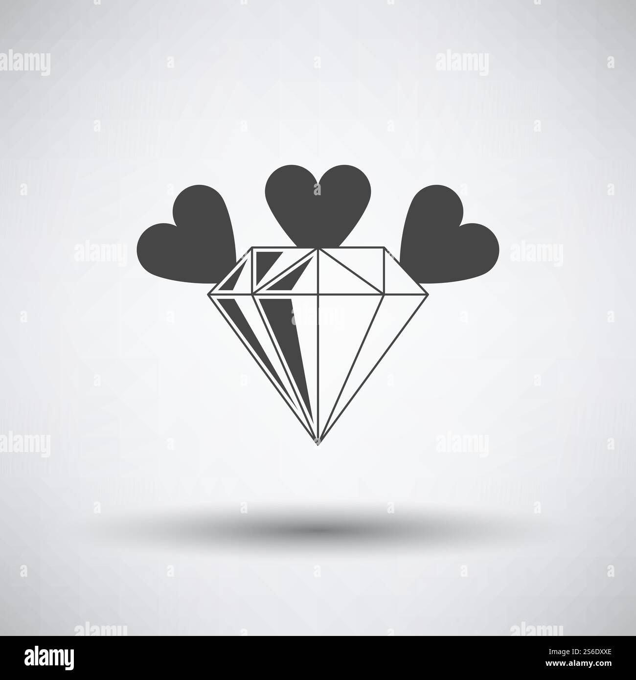 Icône diamant avec coeurs. Gris foncé sur fond gris avec ombre ronde. Illustration vectorielle. Illustration de Vecteur Icône diamant avec coeurs. Gris foncé sur fond gris avec ombre ronde. Illustration vectorielle. Illustration de Vecteur