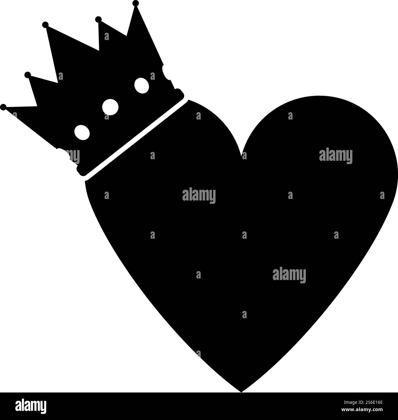 Icône couronne coeur Saint-Valentin. Motif de glyphe noir. Illustration vectorielle. Illustration de Vecteur