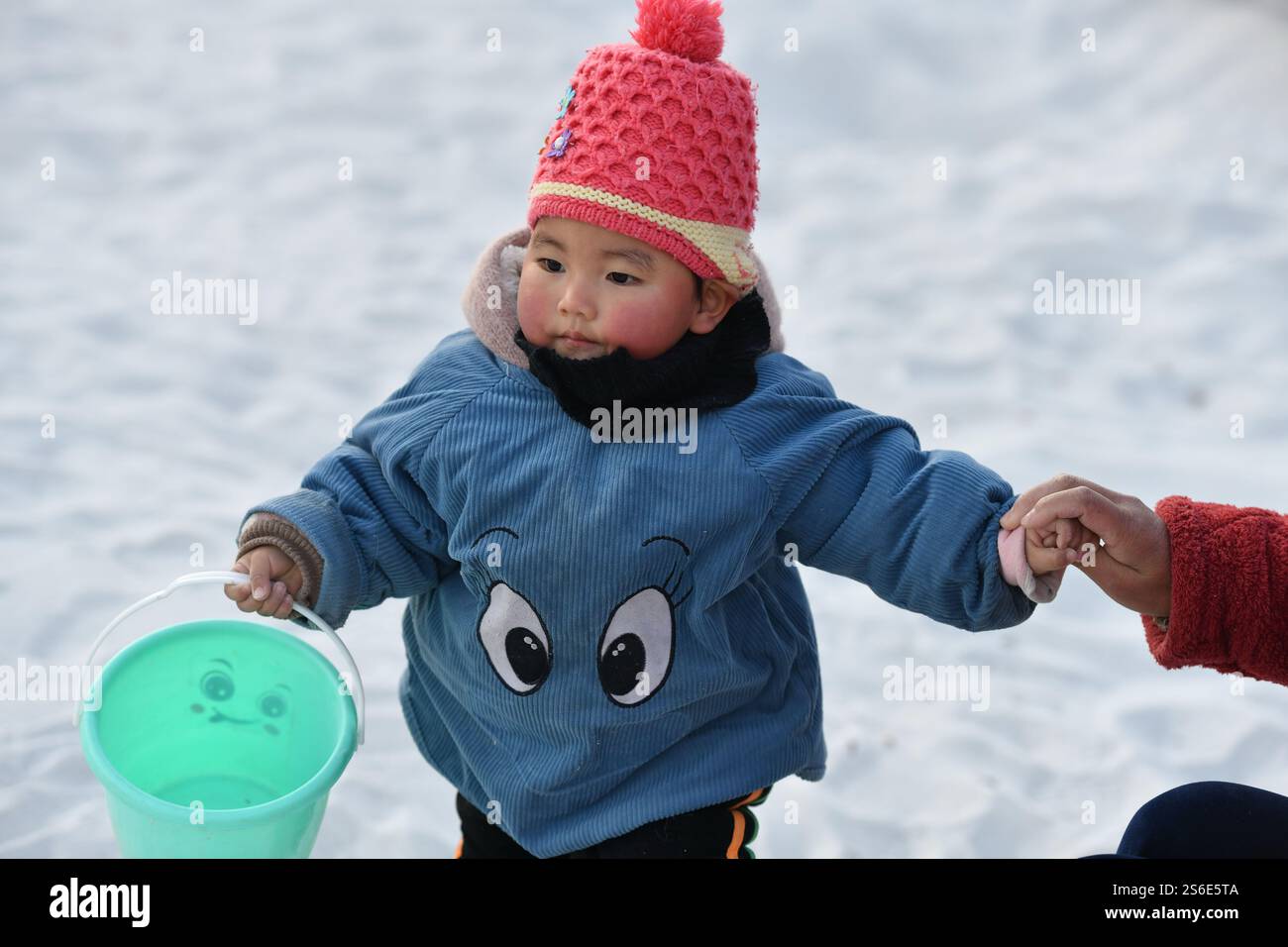 Un enfant joue dans un parc sportif de la ville de Fuyang, dans la province d'Anhui, en Chine orientale, le 16 janvier 2025. Banque D'Images