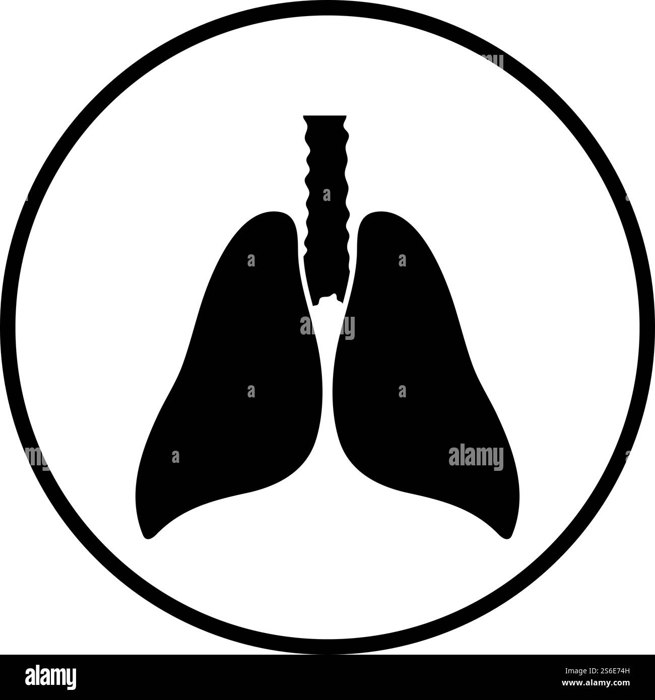 Icône poumons humains. Conception de pochoir à cercle fin. Illustration vectorielle. Illustration de Vecteur