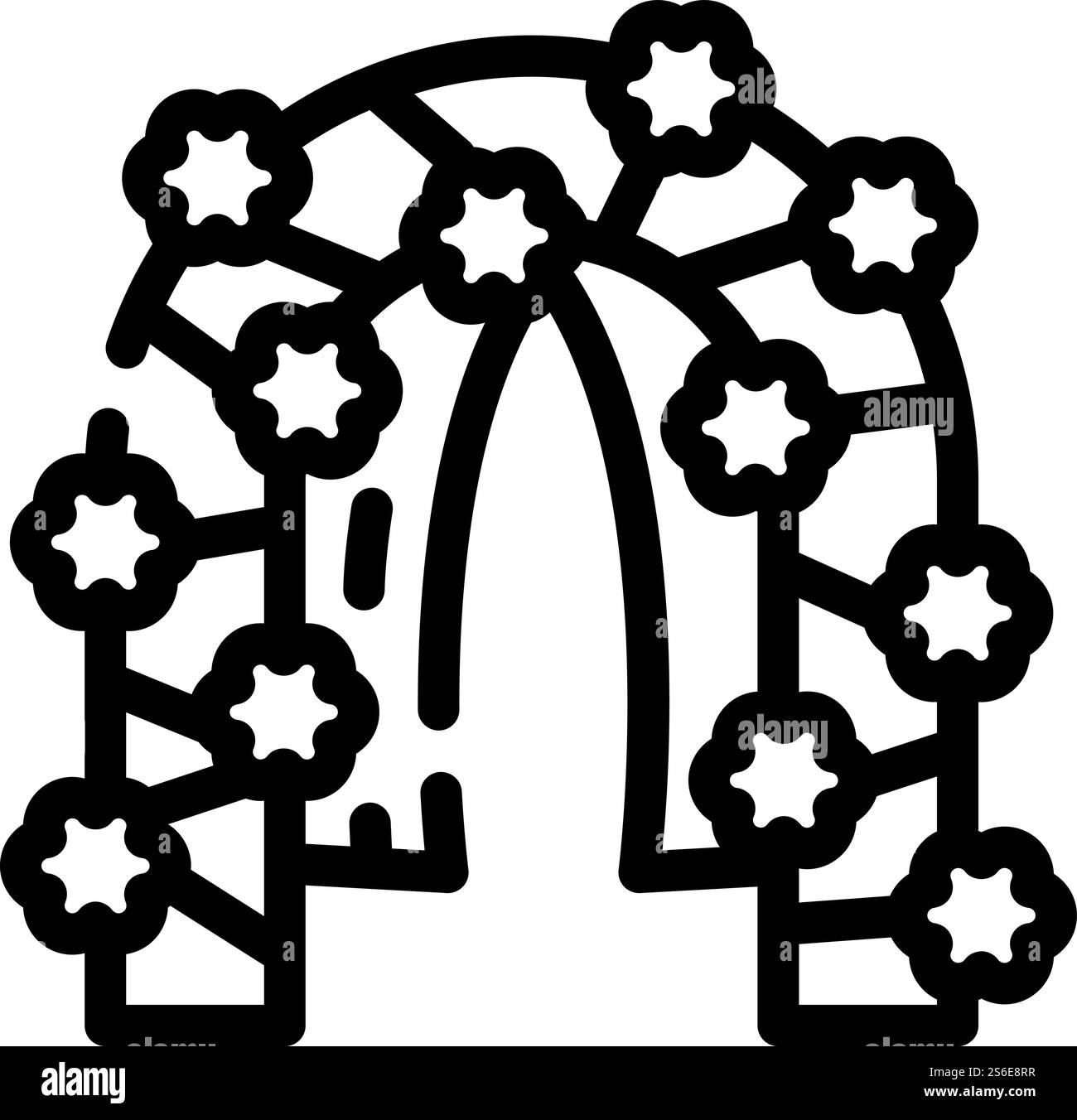 vecteur d'icône de ligne d'arc de fleur. signe d'arc de fleur. illustration noire du symbole de contour isolé. illustration vectorielle d'icône de ligne de voûte de fleur à plat Illustration de Vecteur