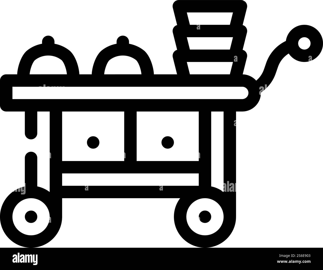 vecteur d'icône de ligne de service de restauration de chariot. panneau de service de traiteur de chariots. illustration noire du symbole de contour isolé. illustration vectorielle d'icône de ligne de service de traiteur de chariot Illustration de Vecteur