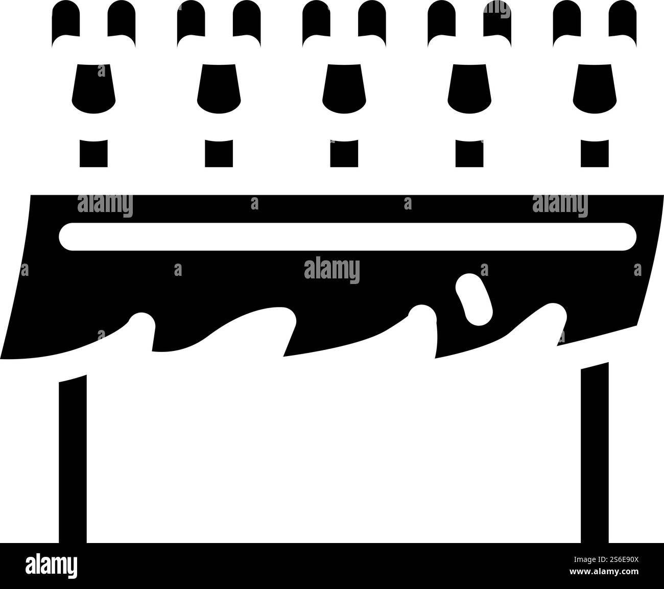table avec lunettes et vecteur d'icône de glyphe de vent. table avec lunettes et signe de vent. illustration noire du symbole de contour isolé. tableau avec lunettes et illustration vectorielle d'icône de glyphe de vent Illustration de Vecteur