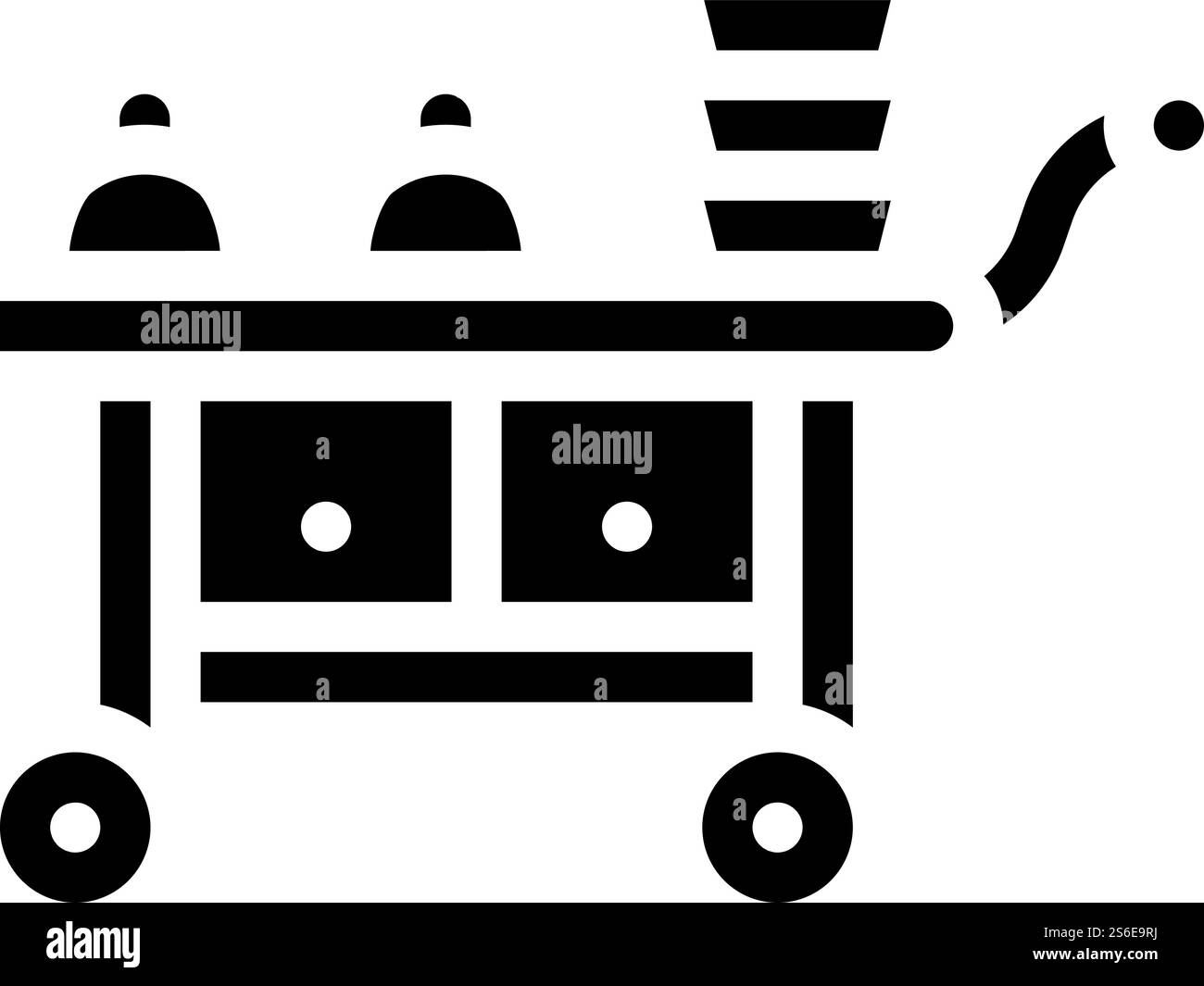 vecteur d'icône de glyphe de service de traiteur de chariot. panneau de service de traiteur de chariots. illustration noire du symbole de contour isolé. illustration vectorielle d'icône de glyphe de service de restauration de chariot Illustration de Vecteur