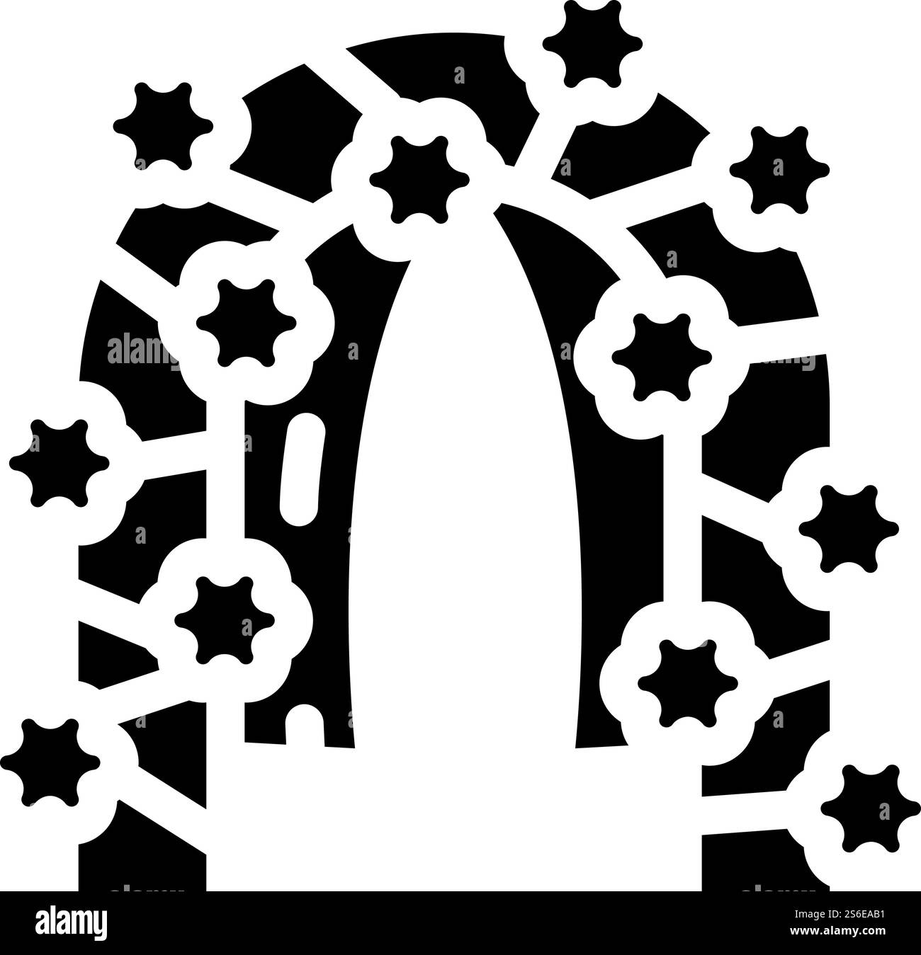 vecteur d'icône de glyphe d'arc de fleur. signe d'arc de fleur. illustration noire du symbole de contour isolé. illustration vectorielle d'icône de glyphe d'arche de fleur à plat Illustration de Vecteur