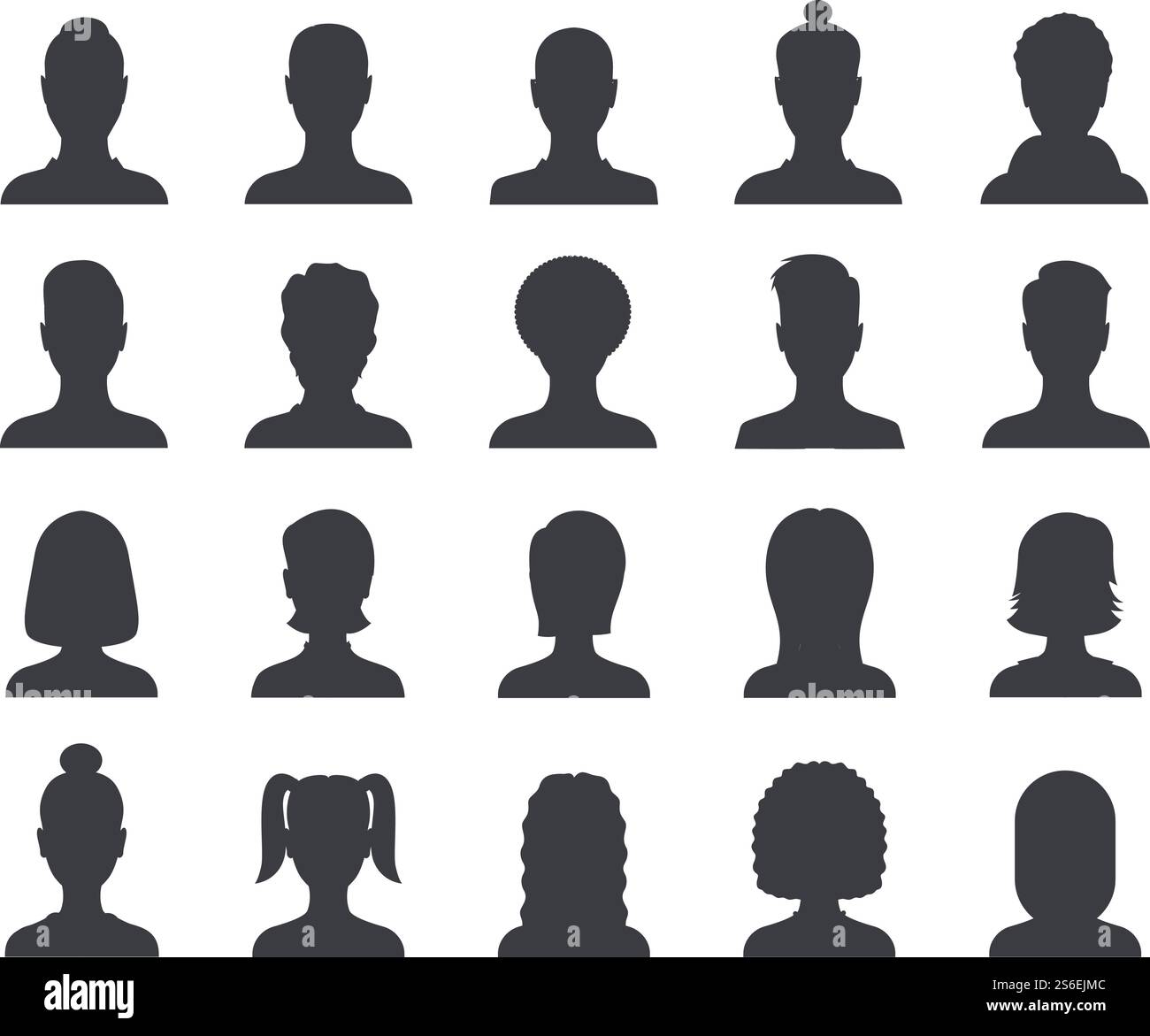 Avatar silhouette. Avatars de contour de tête masculin et féminin, icônes de profil. Ensemble vectoriel de portraits de personnes. Illustration profil des personnes portrait homme et femme. Avatar silhouette. Avatars de contour de tête masculin et féminin, icônes de profil. Ensemble vectoriel de portraits de personnes Illustration de Vecteur
