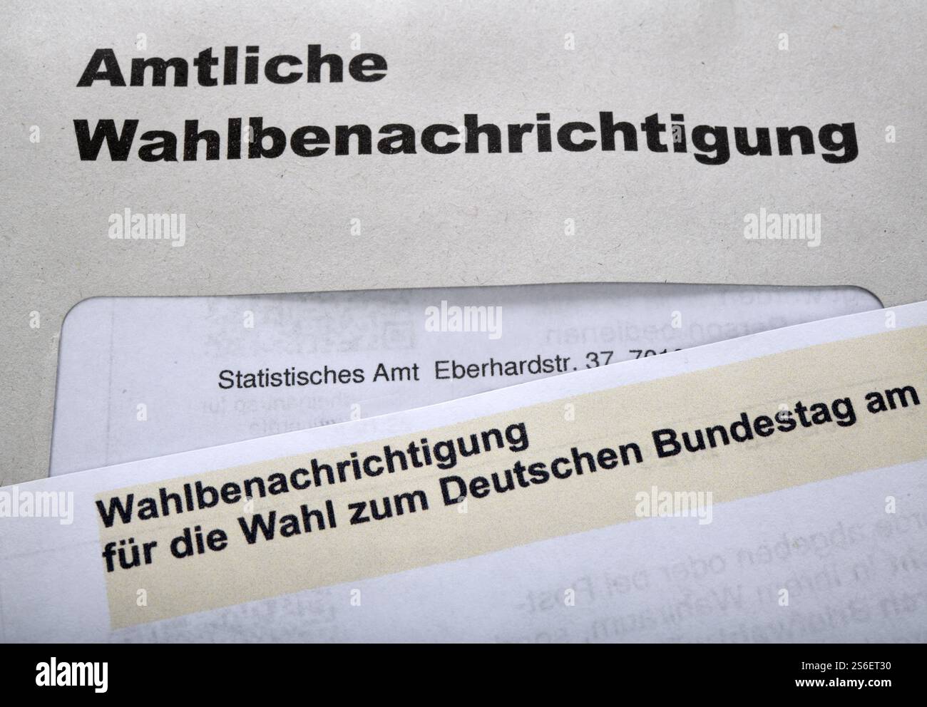 Notification officielle des élections au Bundestag le 23 février 2025 en République fédérale d'Allemagne, lettre, documents, document électoral Banque D'Images