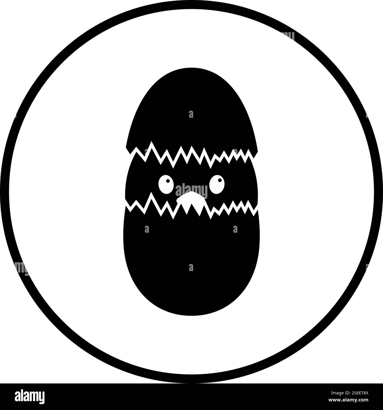 Icône poulet de Pâques dans l'œuf. Conception de pochoir à cercle fin. Illustration vectorielle. Illustration de Vecteur