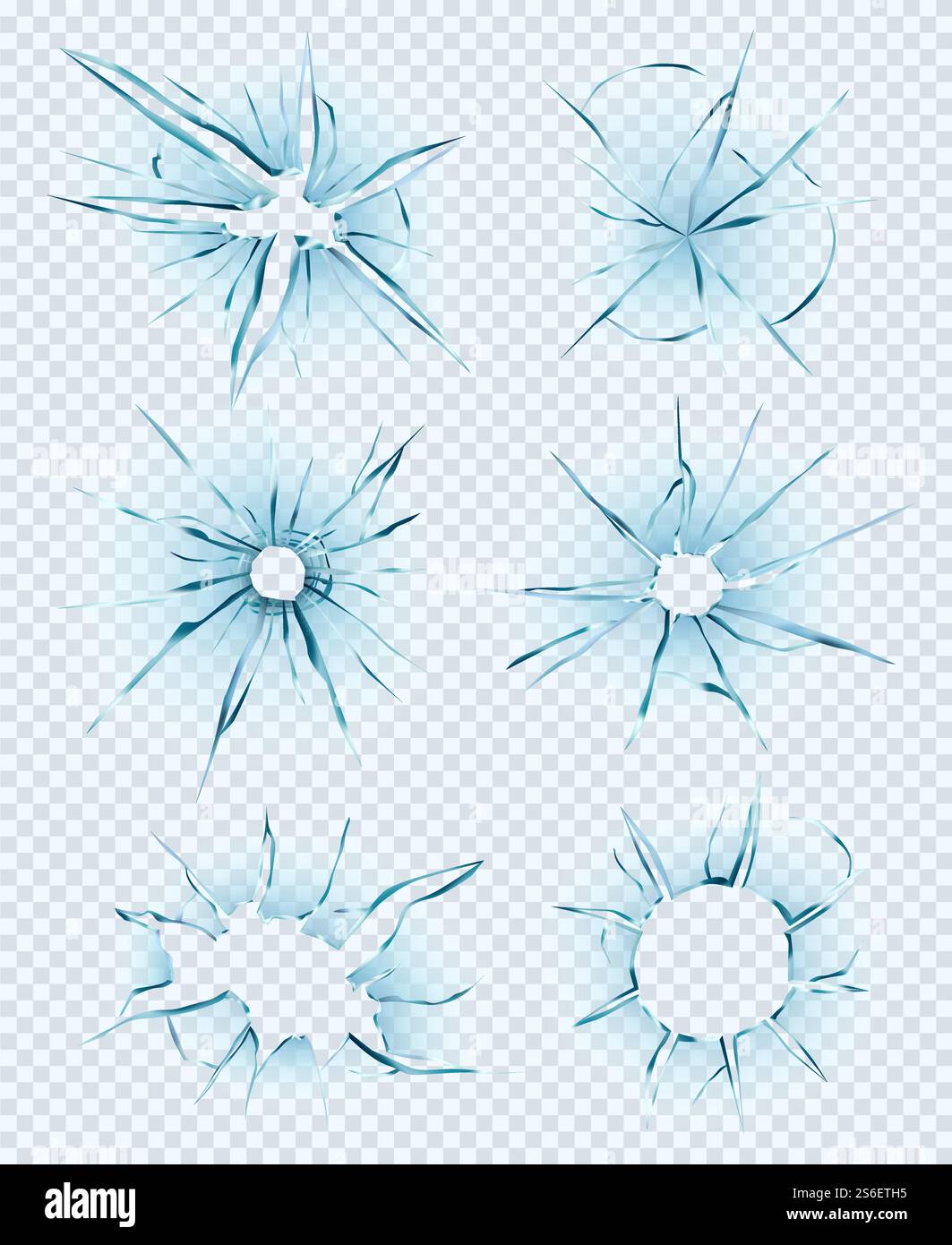 Vitre endommagée. Trous de fenêtre de crash cassés verres transparents destruction glace texture éclatée vecteur image réaliste isolé. Illustration trou de destruction, vandalisme brisé. Vitre endommagée. Trous de fenêtre de crash cassés verres transparents destruction glace texture éclatée vecteur image réaliste isolé Illustration de Vecteur