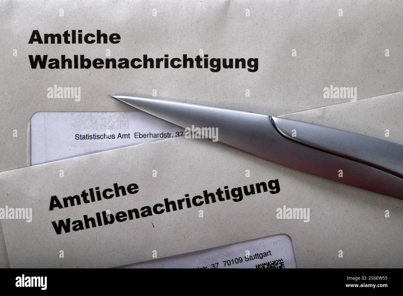 Notification officielle des élections au Bundestag le 23 février 2025 en République fédérale d'Allemagne, lettre, documents, document électoral Banque D'Images
