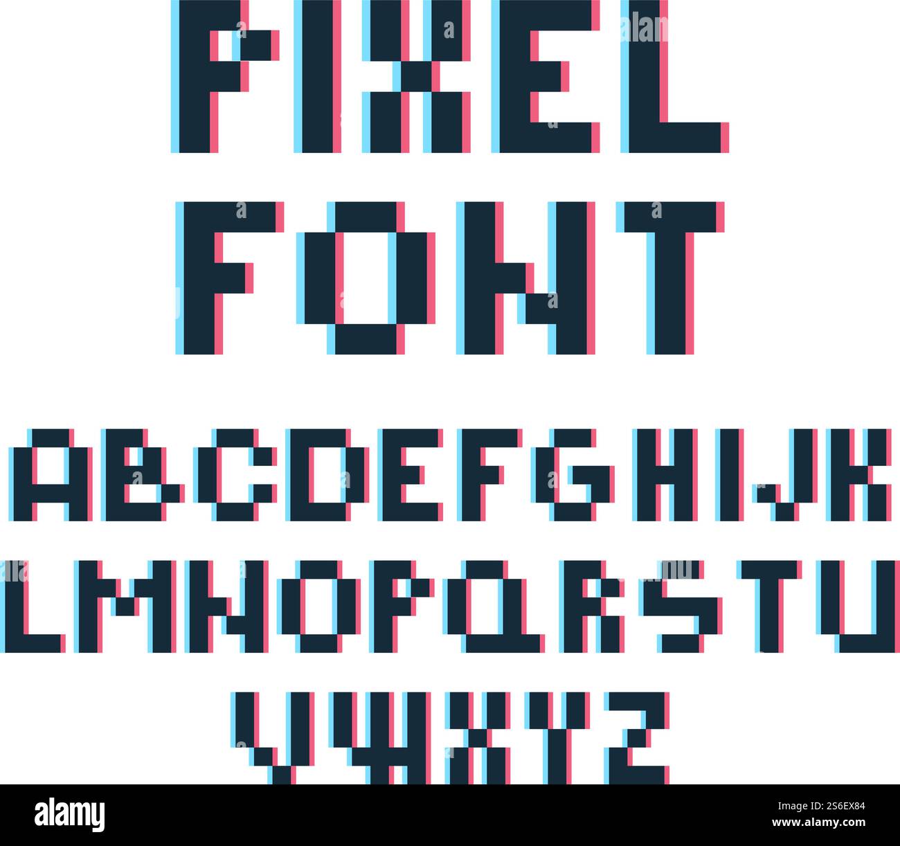 Police pixel. Rétro jeu vidéo 80s vintage typographie informatique lettres et chiffres vecteur distorsion de police. Police pixel de jeu alphabet, type de lettre 80s pour illustration d'arcade. Police pixel. Rétro jeu vidéo 80s vintage typographie informatique lettres et chiffres vecteur distorsion de police Illustration de Vecteur