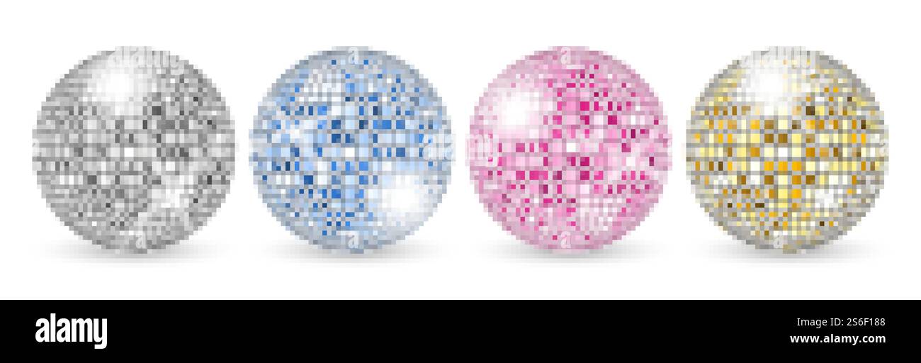 Boule disco. Ensemble de boules miroir de fête. Vecteur de décoration brillant de boîte de nuit. Illustration miroir boule disco brillante pour club de musique. Boule disco. Ensemble de boules miroir de fête. Vecteur de décoration brillant de boîte de nuit Illustration de Vecteur