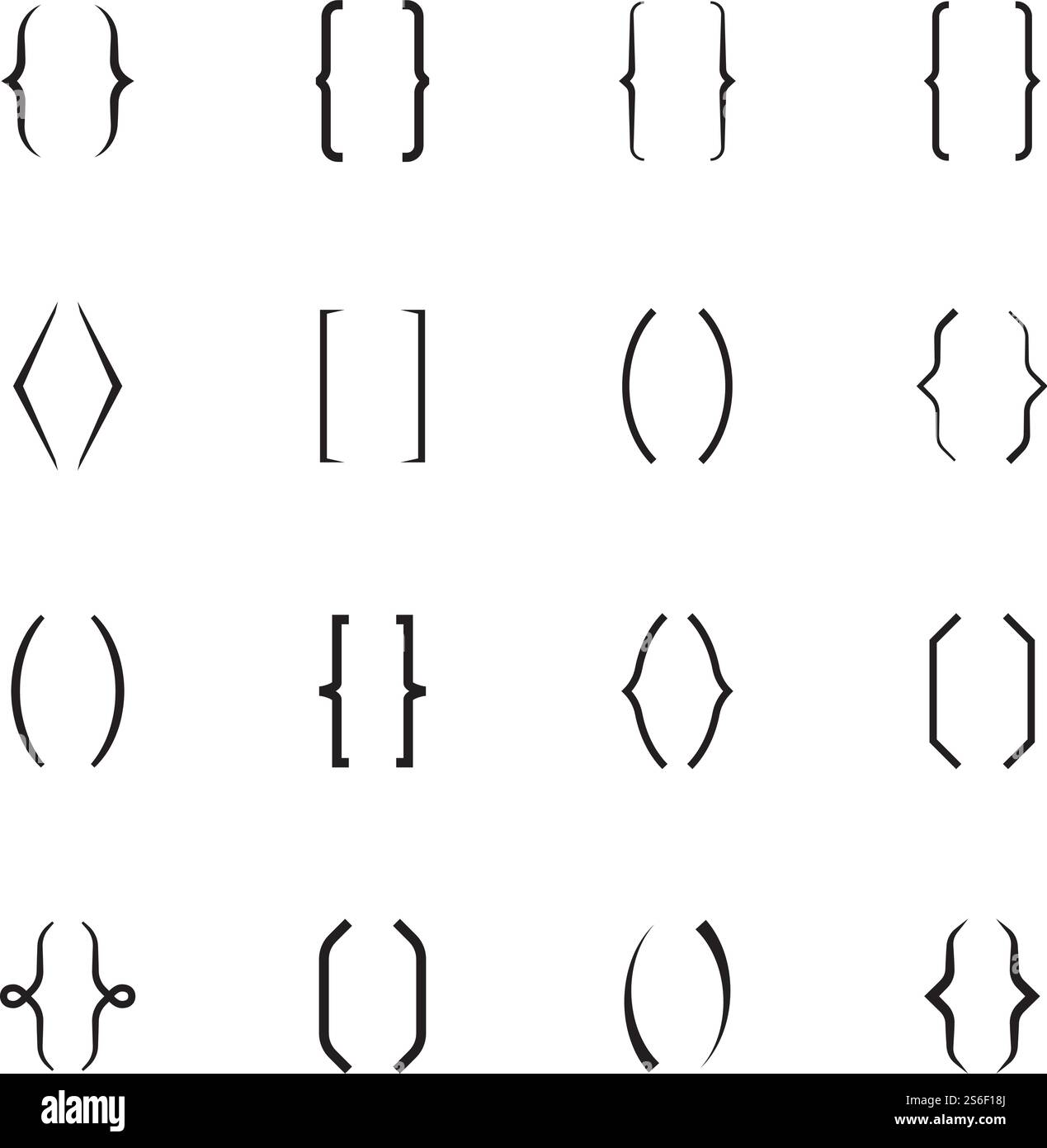 Accolades de texte. Les éléments de guillemets de texte bouclé impriment la collection vectorielle de symboles de parenthèses. Accolades noires définies pour le message ou la note de citation, illustration de citation vocale de communication. Accolades de texte. Les éléments de guillemets de texte bouclé impriment la collection vectorielle de symboles de parenthèses Illustration de Vecteur