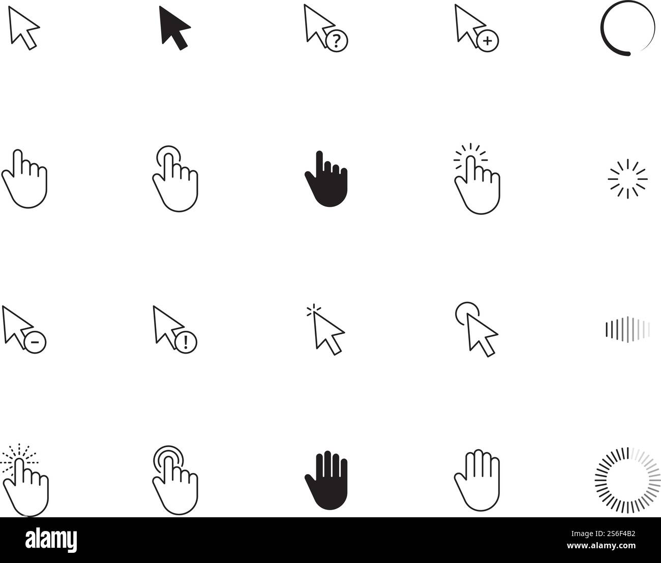 Curseur d'interface. Choisissez Here point ui Touch Click flèches et icônes vectorielles de pointage d'écran à main. Appuyez sur la touche pointeur, cliquez sur l'illustration de l'interface du curseur. Curseur d'interface. Choisissez Here point ui Touch Click flèches et icônes vectorielles de pointage d'écran à main Illustration de Vecteur